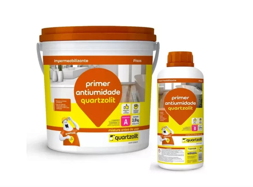 Primer RU Antiumidade Quartzolit 2,5 kgs e catalisador 1,3 Kgs