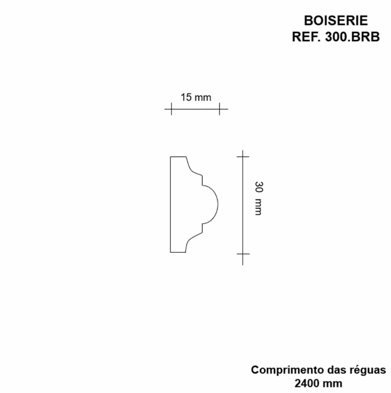 Rodameio Boiserie Moldufama 300 MDF 30x15mm Branco