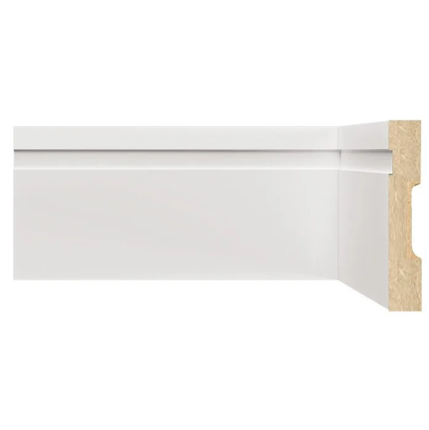 Rodapé e Guarnição Moldufama ST em MDF 10cm Branco Com Friso Moderno