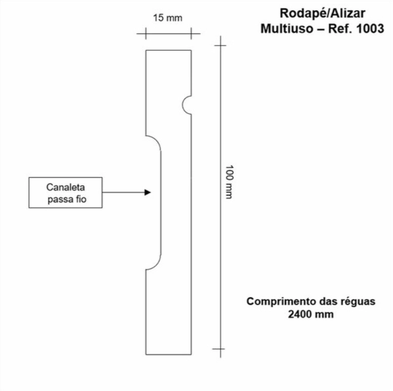 Rodapé e Guarnição Moldufama 1003 UV em MDF ULTRA 10cm Branco