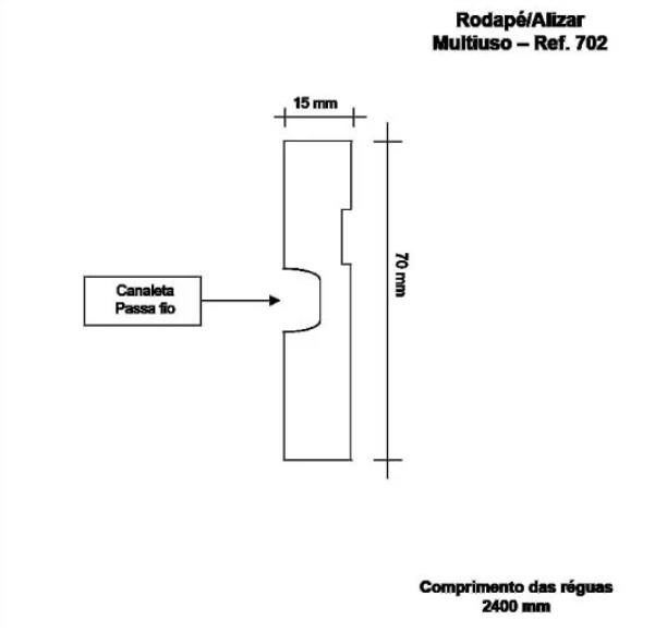 Rodapé e Guarnição Moldufama 702 ST em MDF 7cm Branco