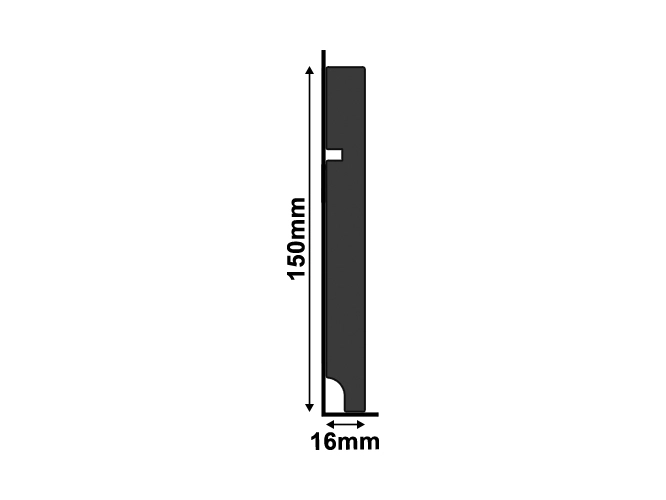 Rodapé Santa Luzia 3496 em Poliestireno 15cm Preto