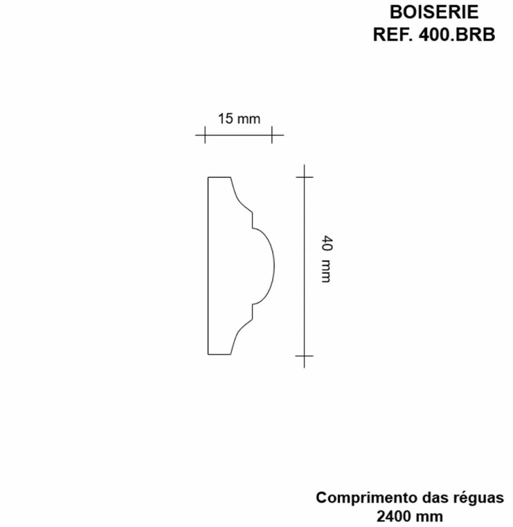 Rodameio Boiserie Moldufama 400 MDF 40x15 mm Branco