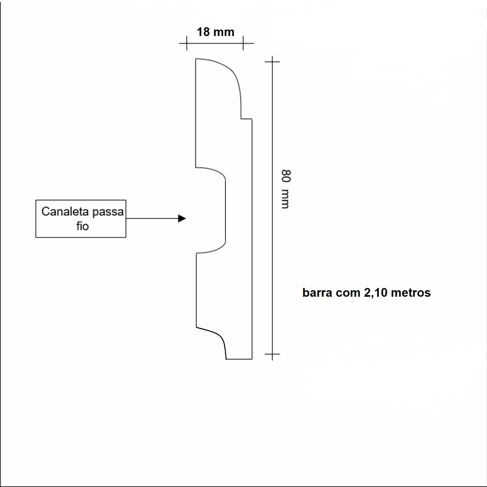 Rodapé Durafloor Clean 8cm Búzios