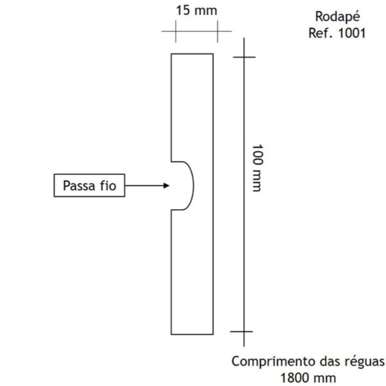 Rodapé e Guarnição Moldufama 1001 ST em MDF 10cm Branco