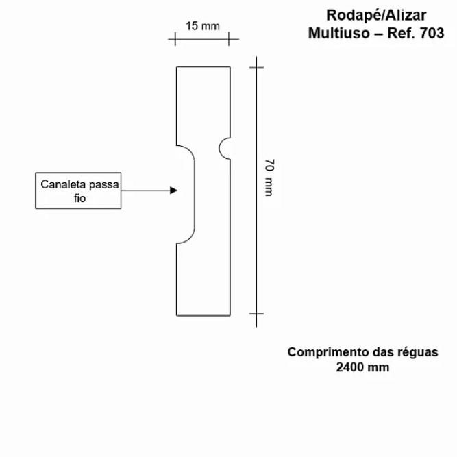 Rodapé e Guarnição Moldufama 703 ST em MDF 7cm Branco